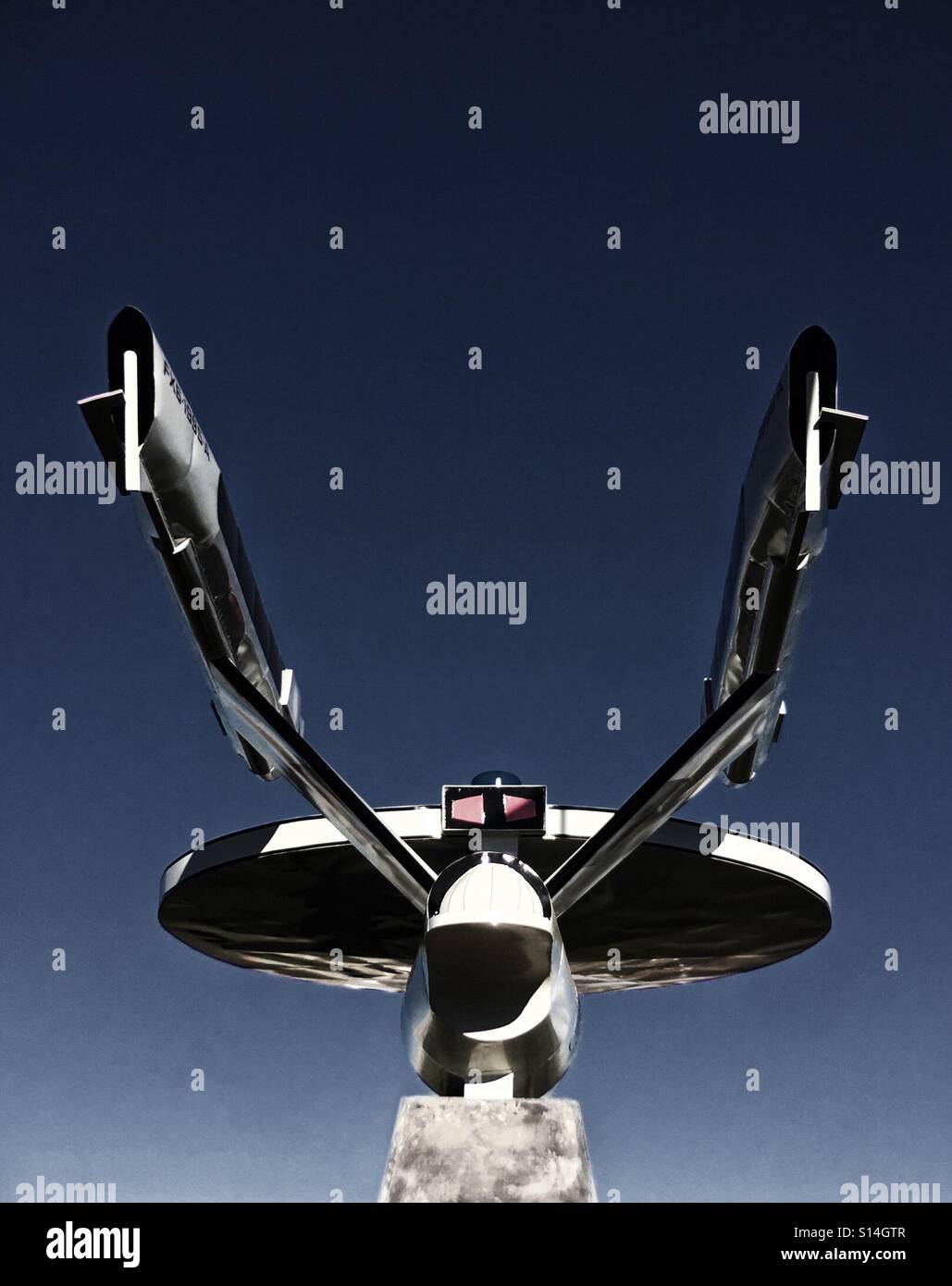 A Star Trek style starship, the town mascot in Vulcan, Canada. - Smartphone Captured Stock Image