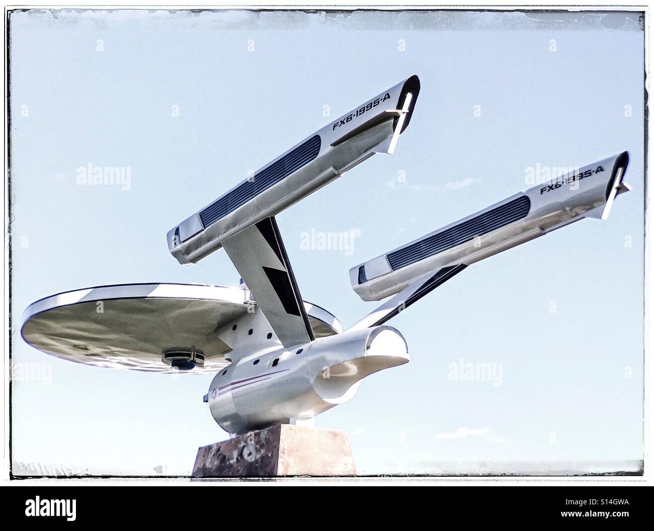 A Star Trek style starship, the town mascot in Vulcan, Canada. Stock Photo