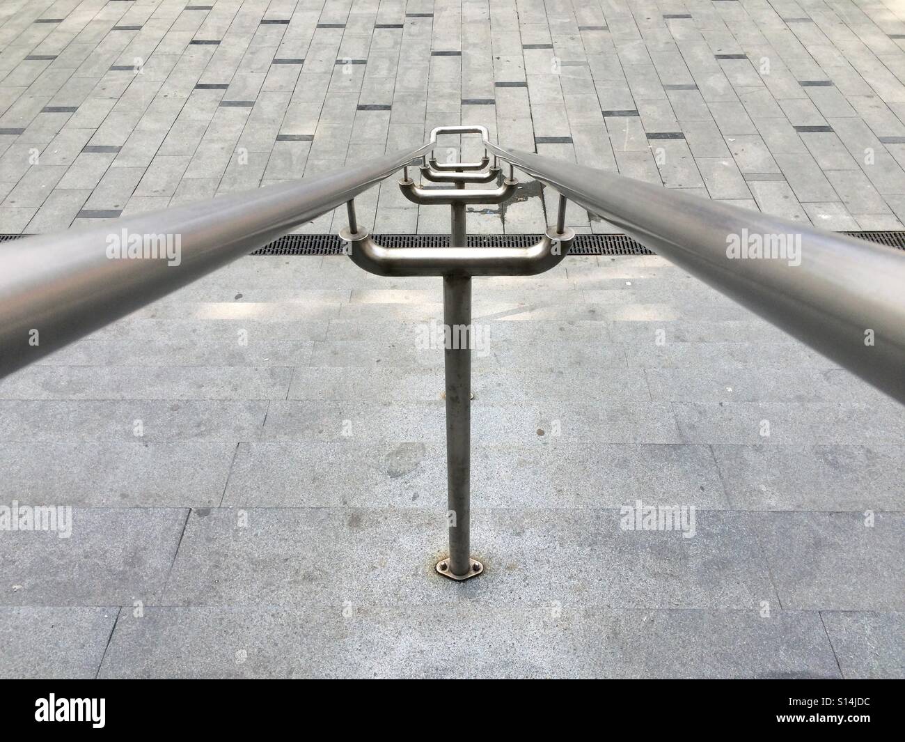 High angle view of metal handrail - Smartphone Captured Stock Image