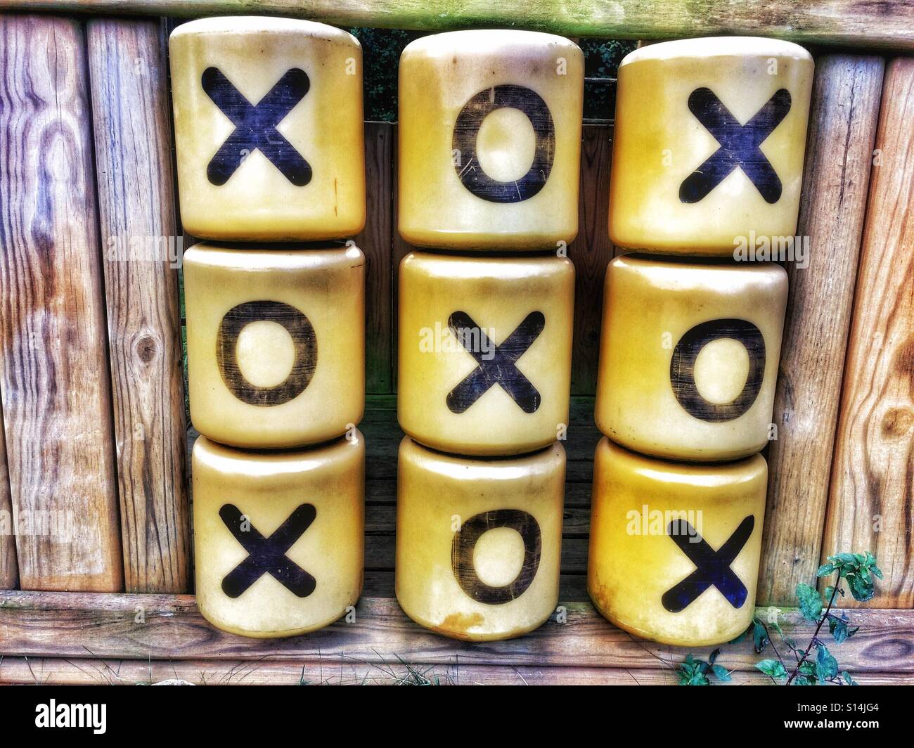 Giant outdoor noughts and crosses game. Stock Photo