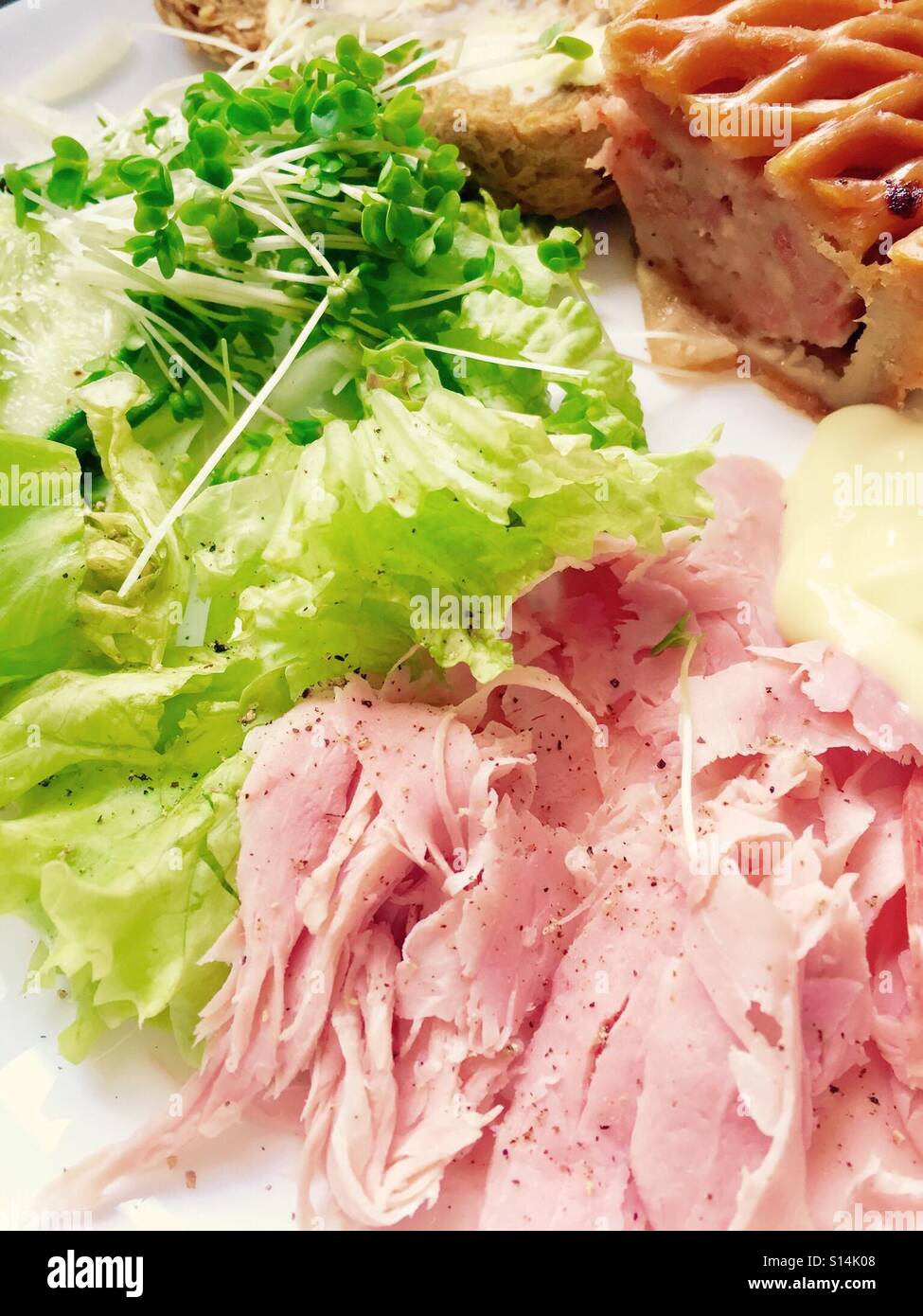 Ham and pork pie salad Stock Photo Alamy