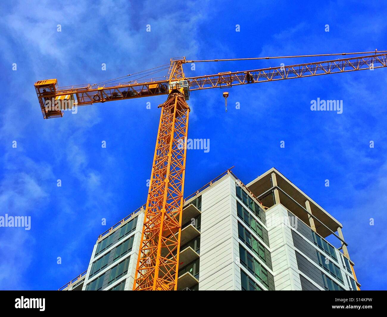 Yellow construction crane - Smartphone Captured Stock Image