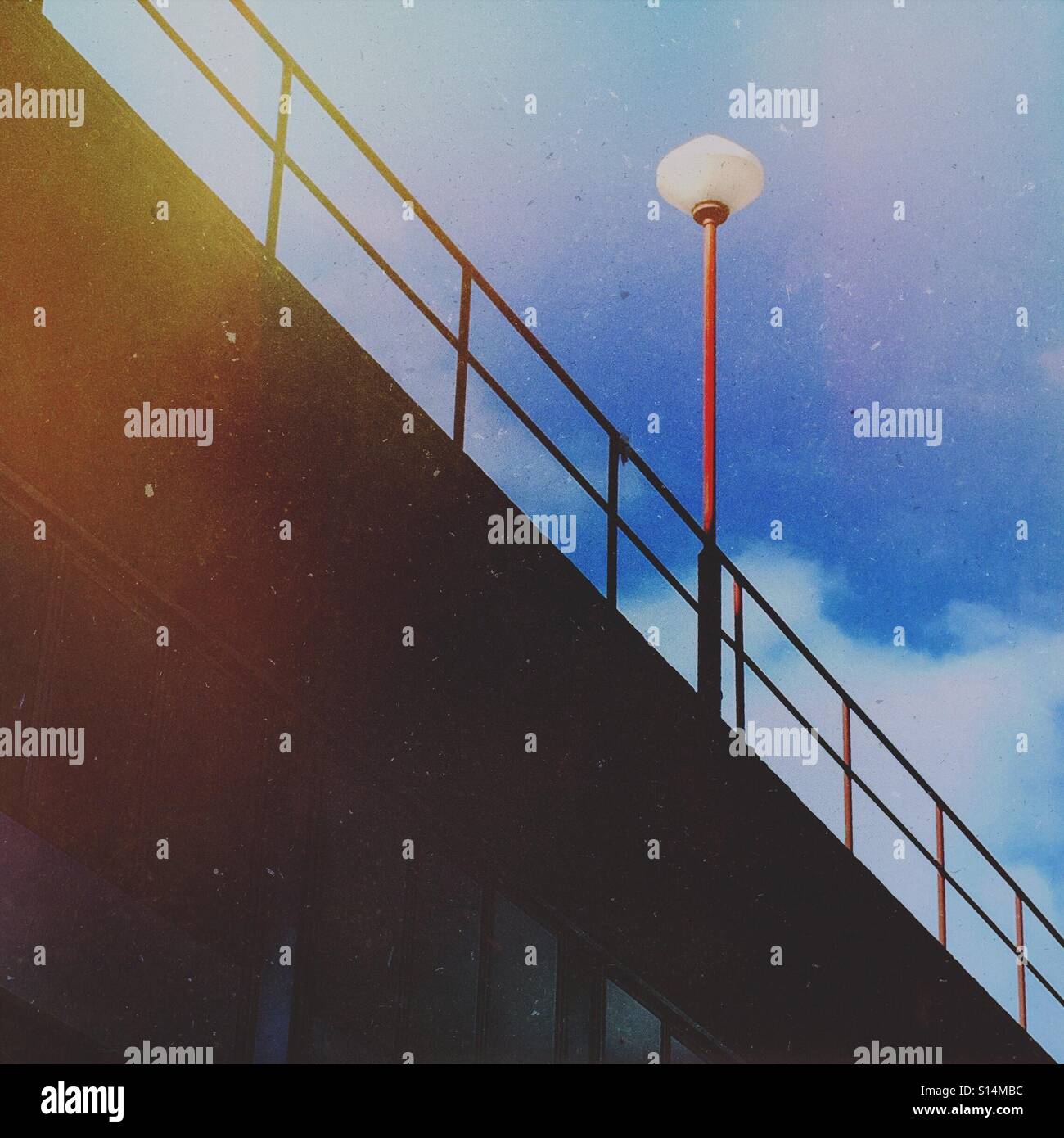 Streetlight on rooftop walkway - Smartphone Captured Stock Image