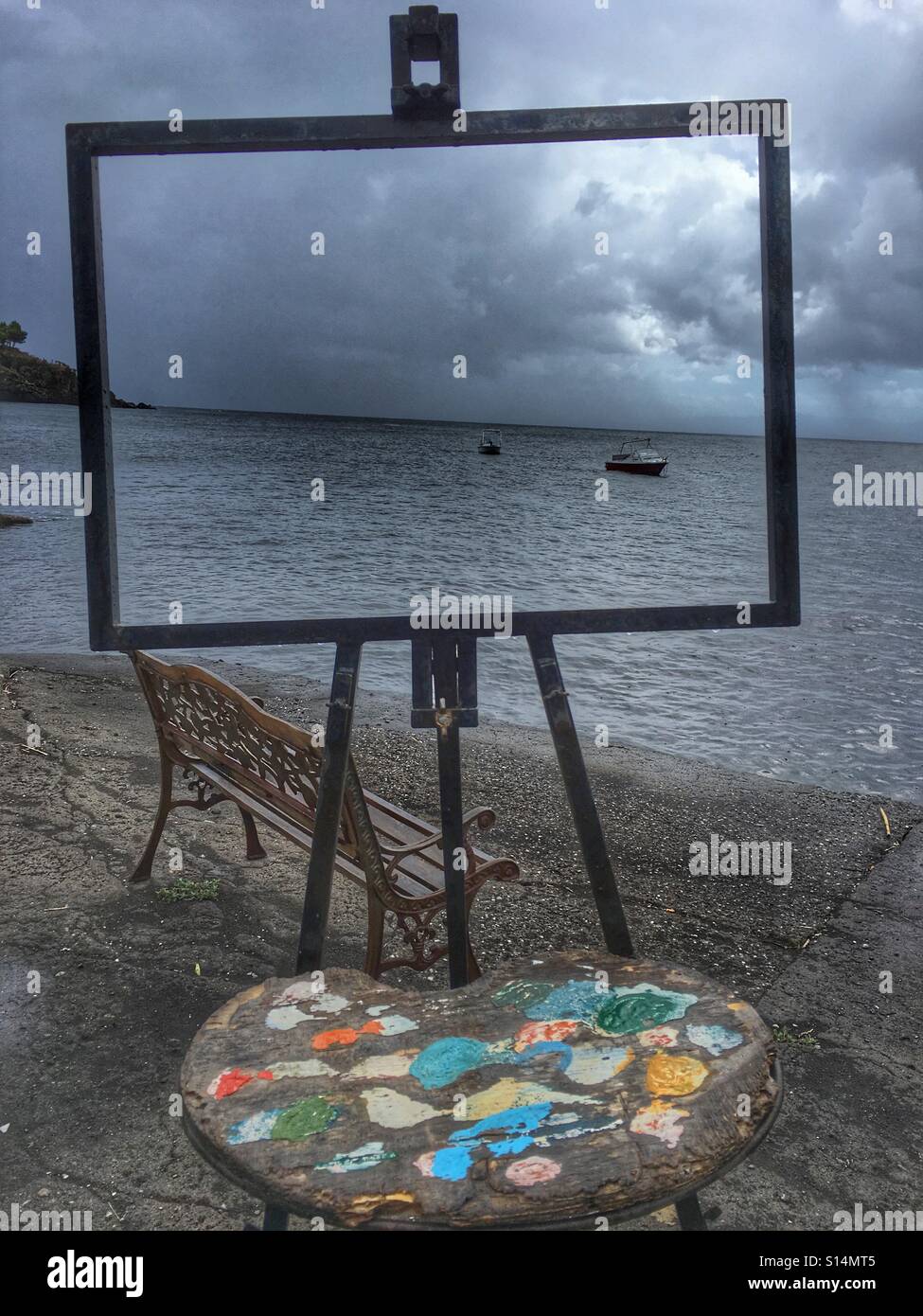 Artistic sea landscape, Vulcano island, Sicily, Italy - Smartphone Captured Stock Image