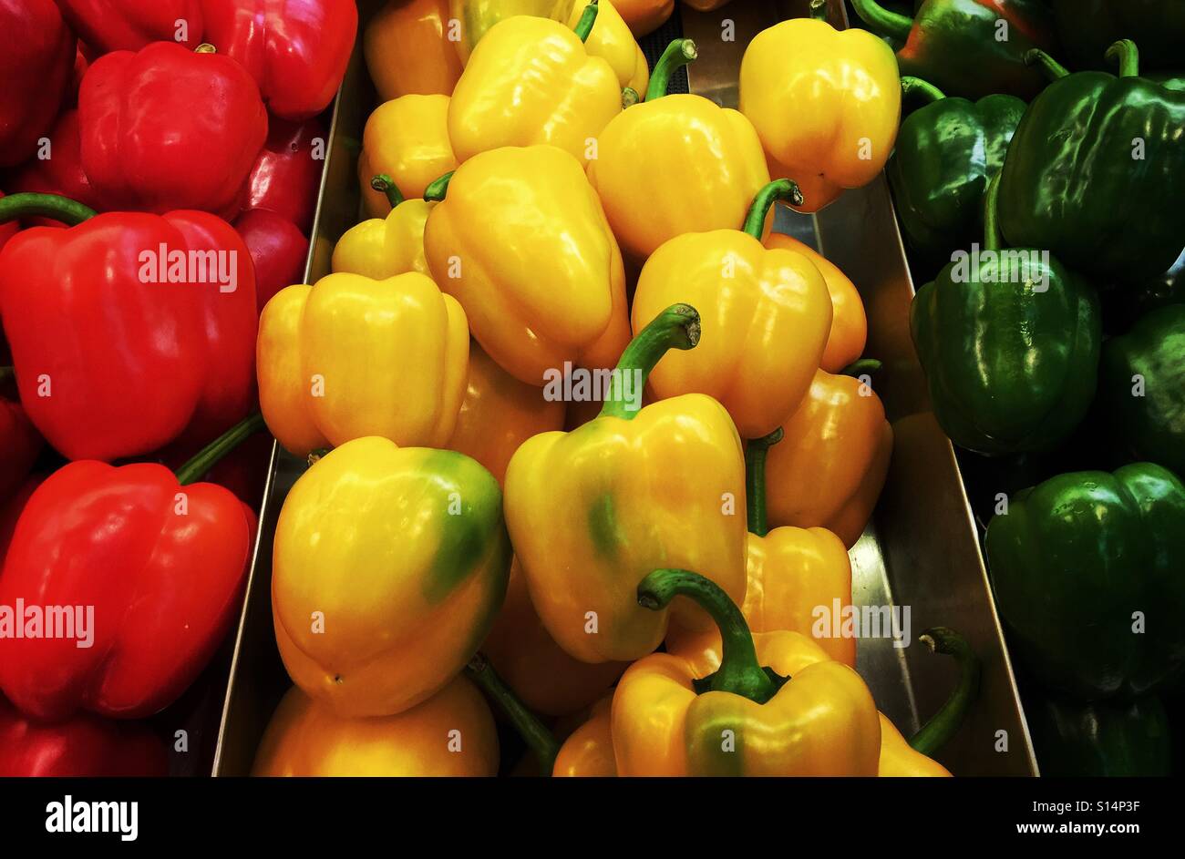 Red, yellow, and green peppers - Smartphone Captured Stock Image
