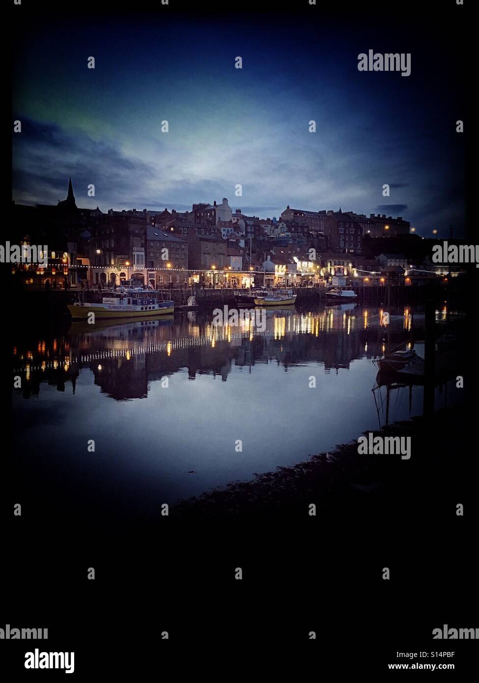 Late evening on Whitby quayside - Smartphone Captured Stock Image