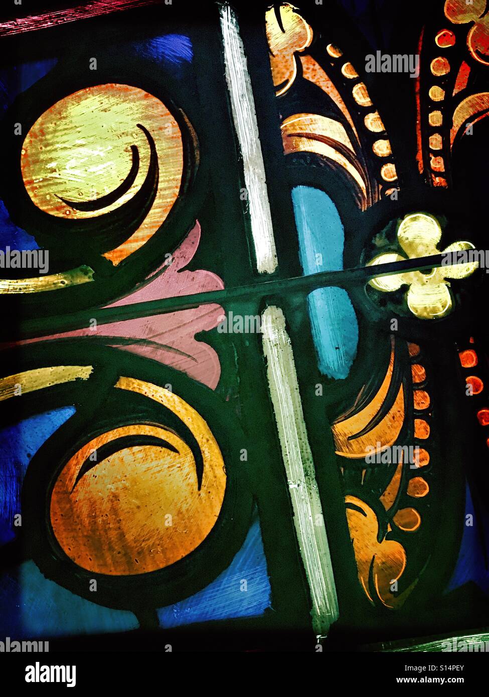 Colorful stained glass window - Smartphone Captured Stock Image