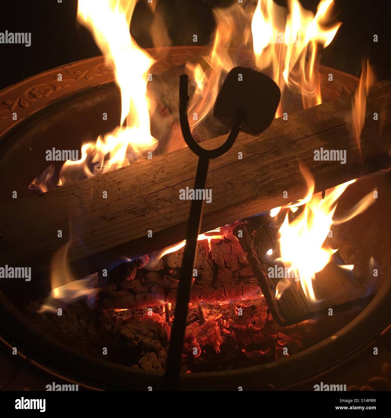 S'more by bonfire - Smartphone Captured Stock Image