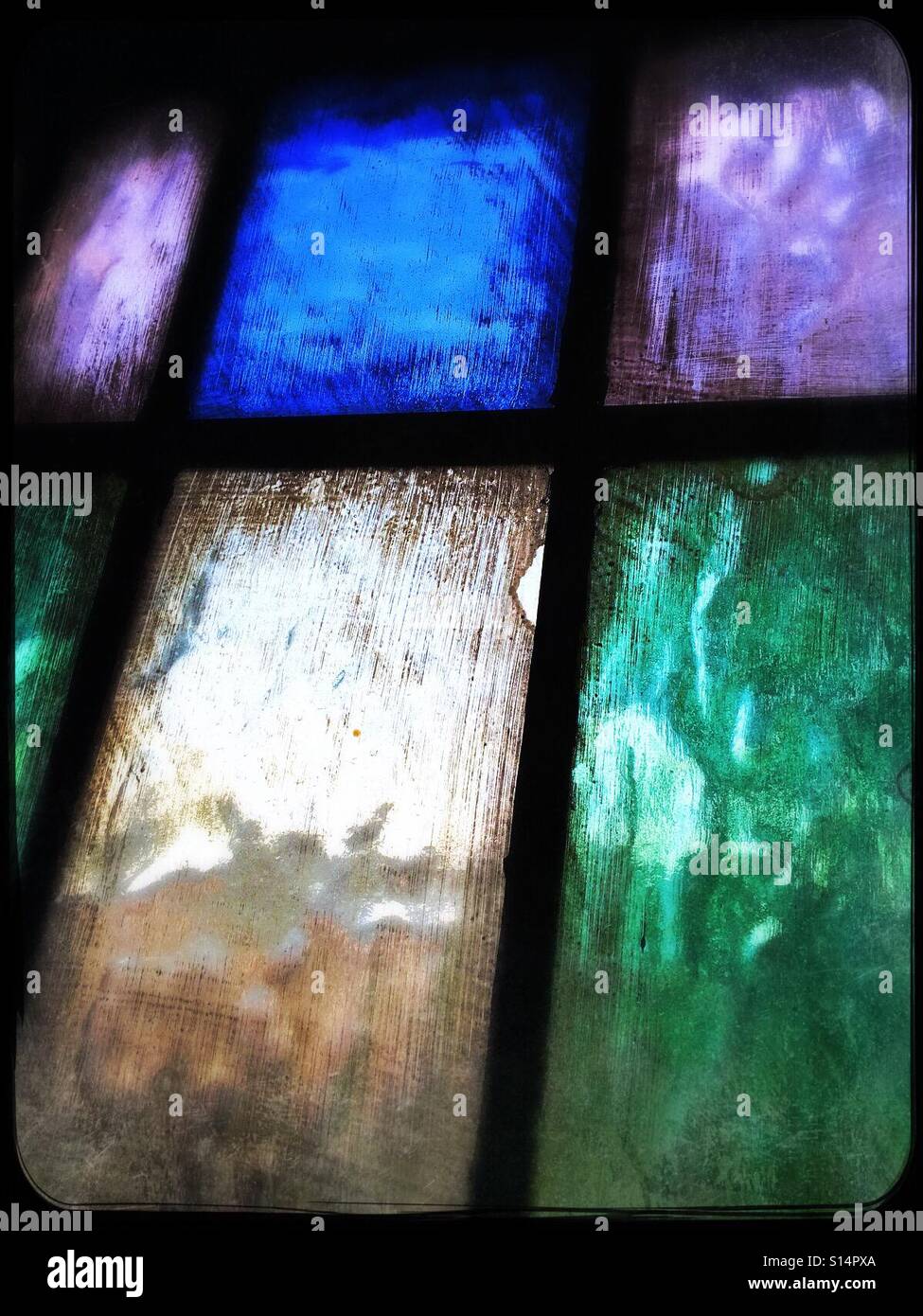 Stained glass window detail - Smartphone Captured Stock Image