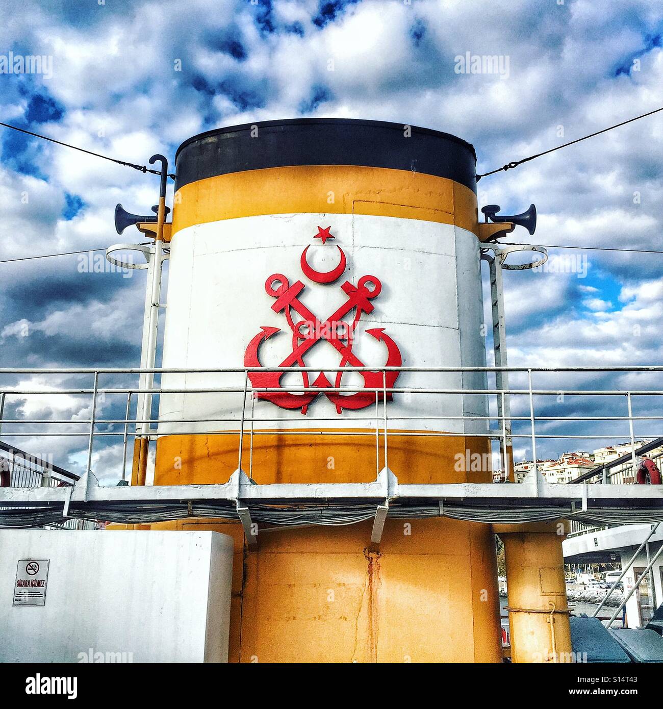Funnel of an Istanbul car ferry - Smartphone Captured Stock Image