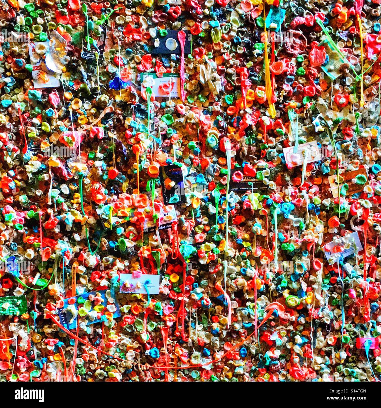 Gum wall in Seattle, Washington, USA - Smartphone Captured Stock Image