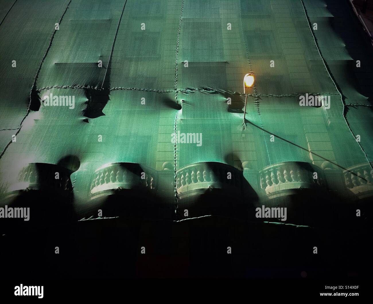 Facade restoration in Barcelona - Smartphone Captured Stock Image