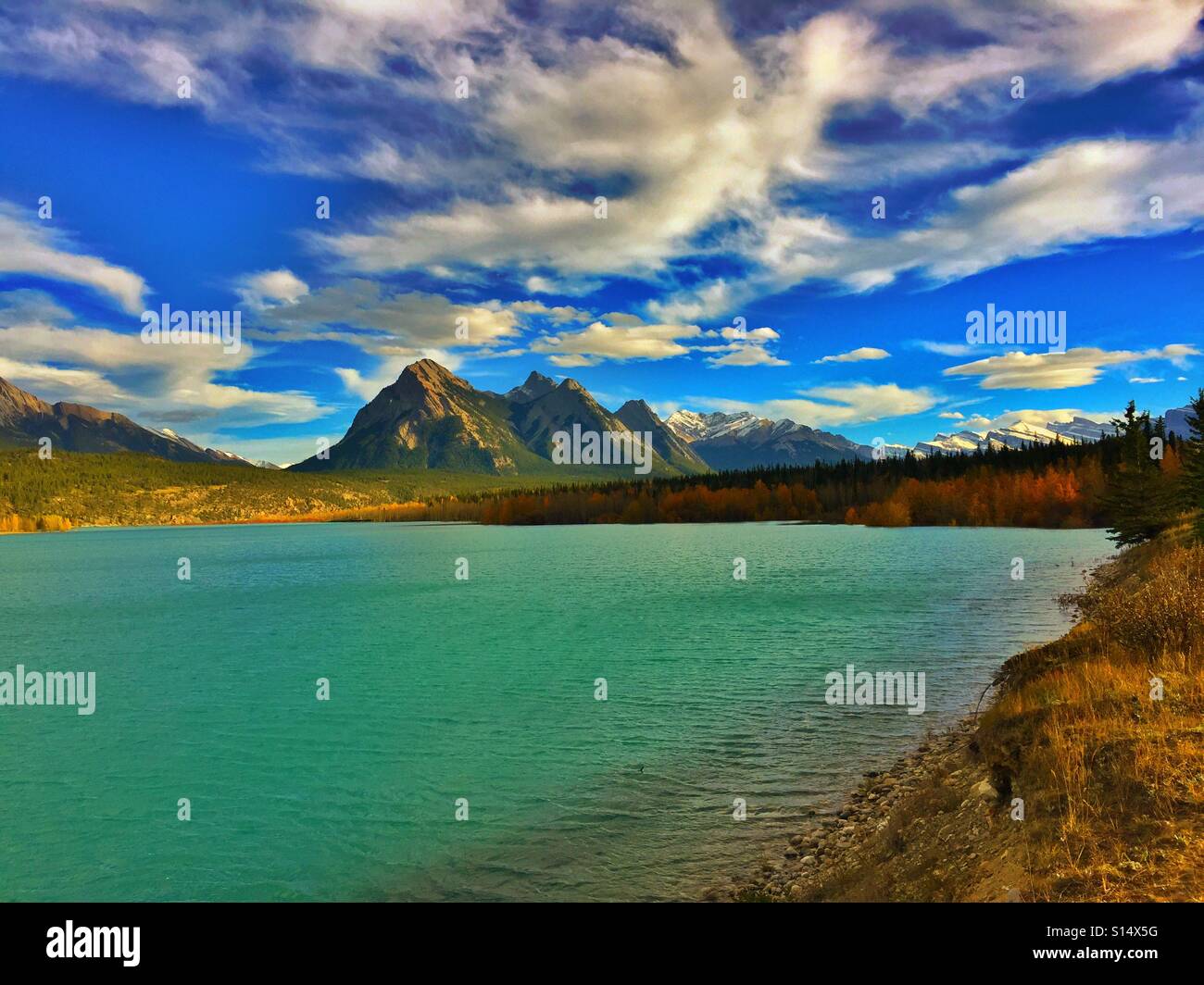 Abraham Lake in David Thompson country, Alberta Stock Photo