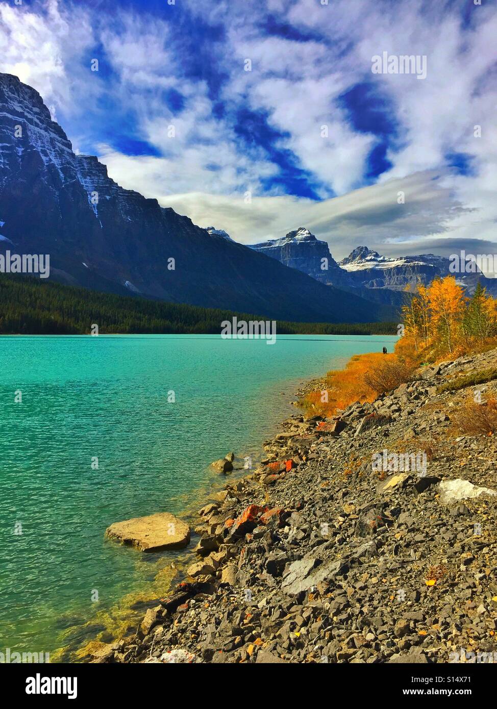 Waterfowl Lake and Mt Chephren, Banff - Smartphone Captured Stock Image