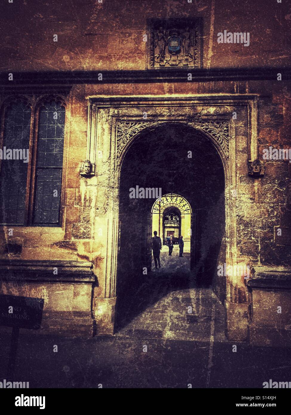 Passageway from the Schools Quadrangle of the Bodleian Library to the Clarendon Building, Oxford University, England. - Smartphone Captured Stock Image