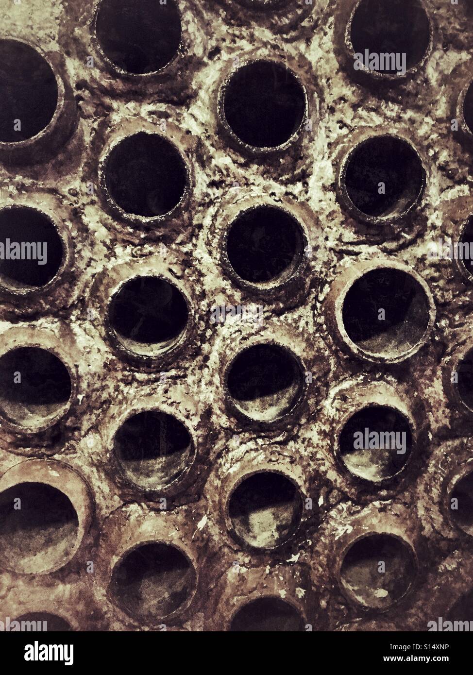 Circular holes in steel - Smartphone Captured Stock Image