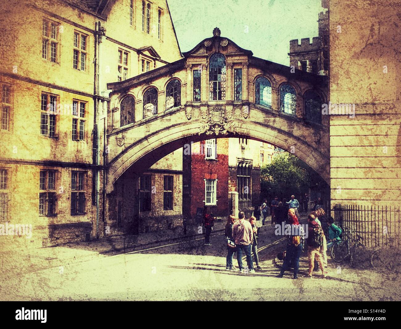 Hertford Bridge, or the Bridge of Sighs, joins two parts of Hertford College over New College Lane, Oxford , England - Smartphone Captured Stock Image