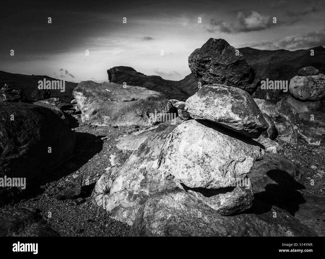 Black and white contrasting rock colours Stock Photo