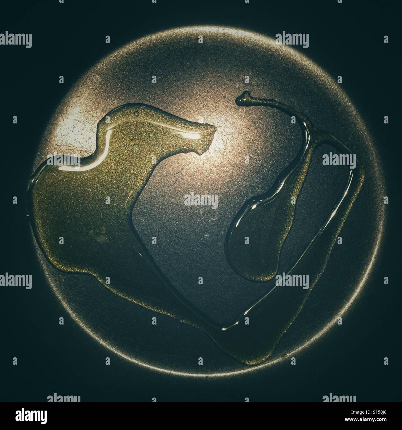 Olive oil on pan - Smartphone Captured Stock Image