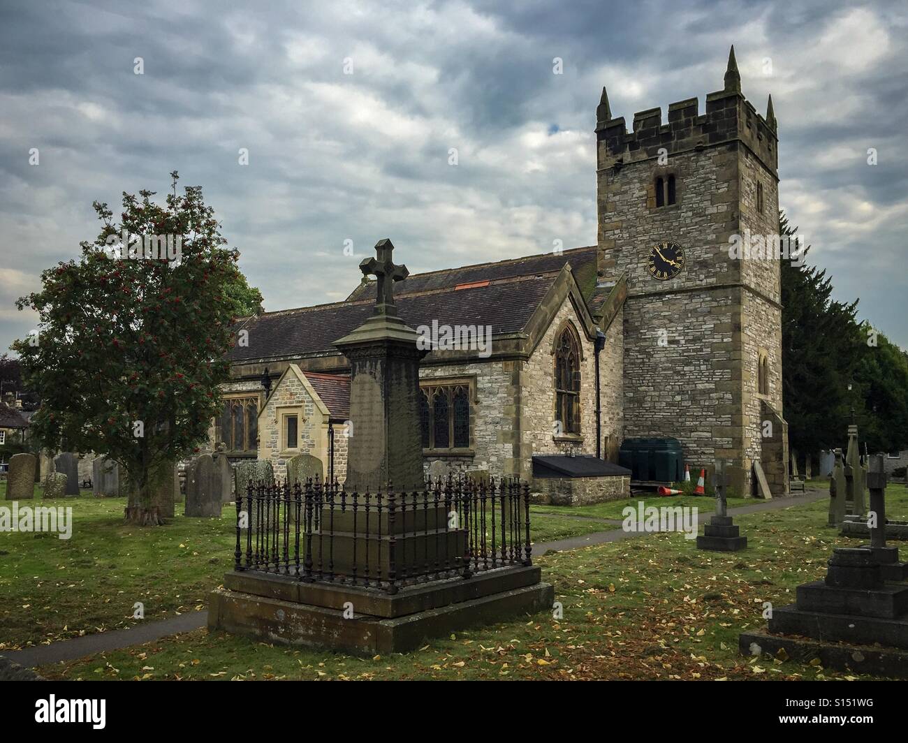 Holy Trinity Parish Church in Ashford in the Water, Derbyshire, UK - Smartphone Captured Stock Image
