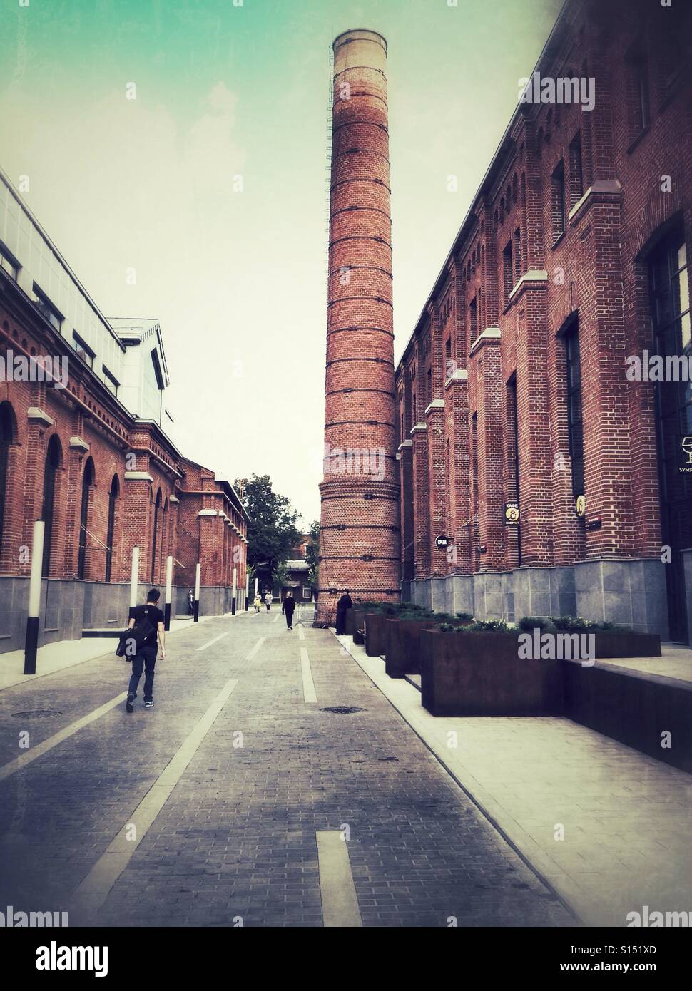 Old gas factory renovated into art space in Moscow - Smartphone Captured Stock Image