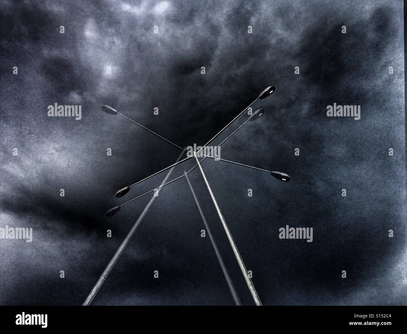 Multiple exposure of streetlight. - Smartphone Captured Stock Image