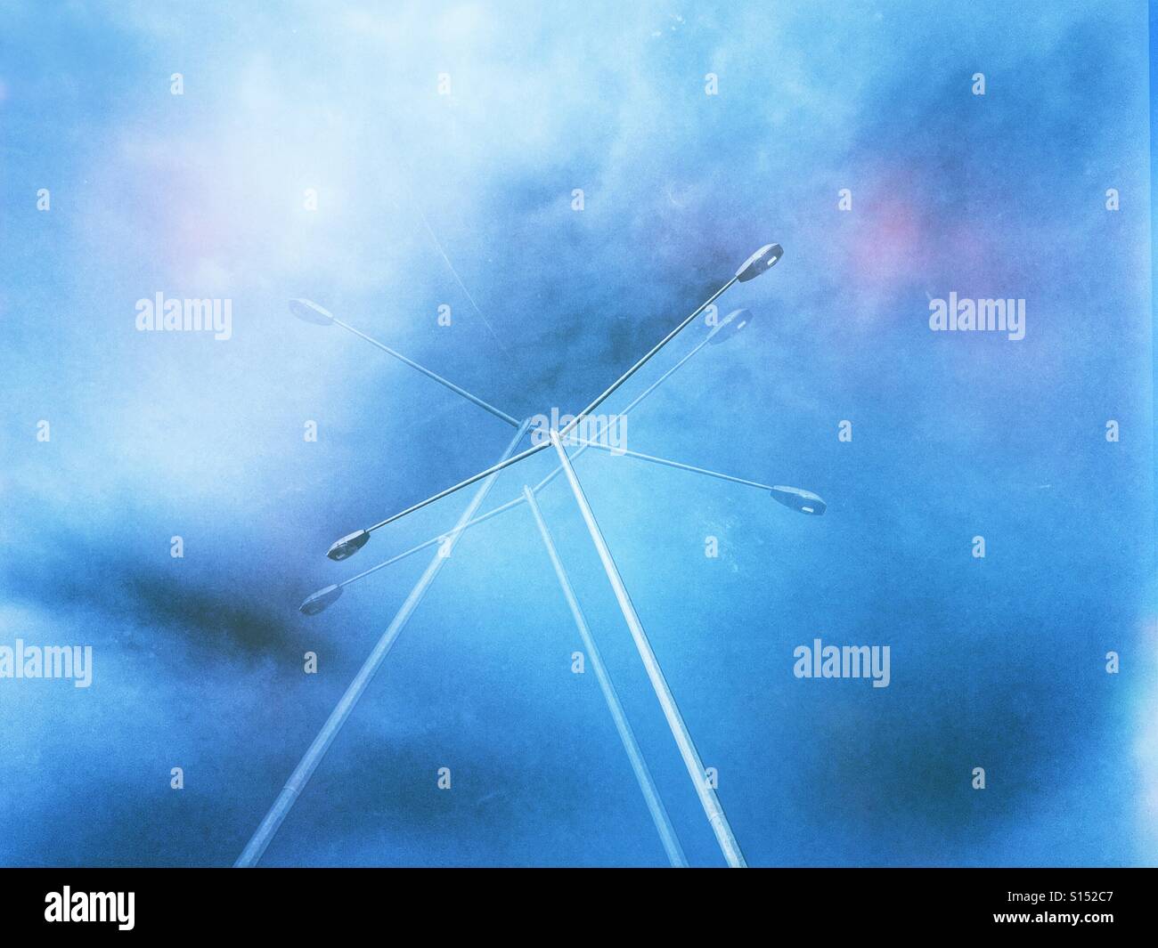 Multiple exposures of streetlight. - Smartphone Captured Stock Image