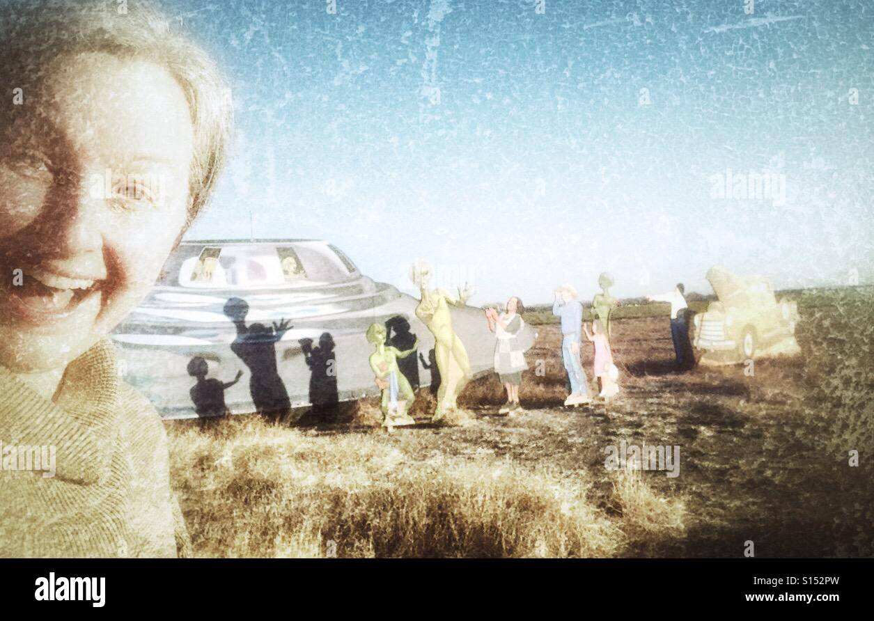 Photobombing 'the incident' at Roswell. - Smartphone Captured Stock Image