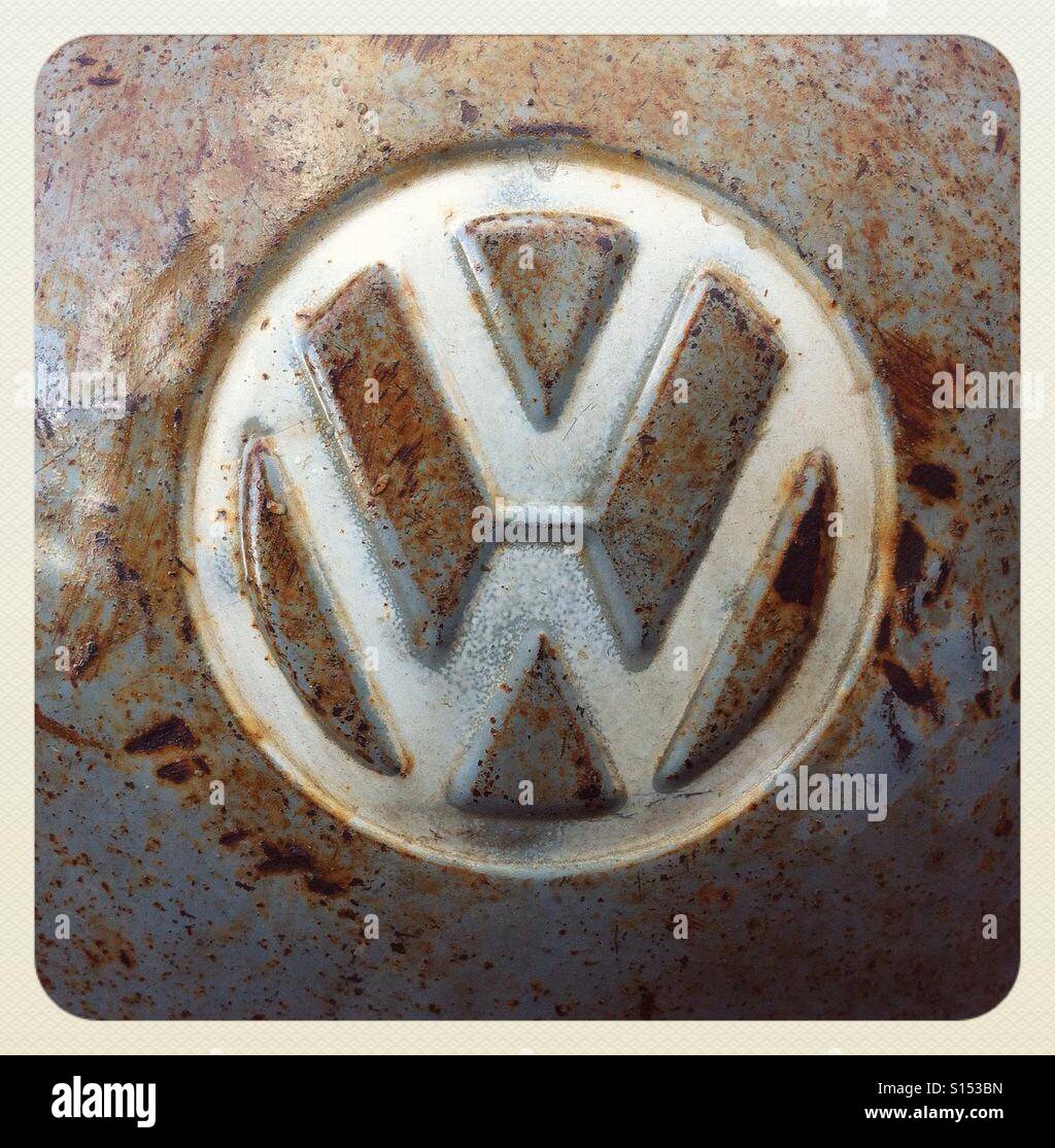 Volkswagen transporter commercial hubcap, with patina Stock Photo