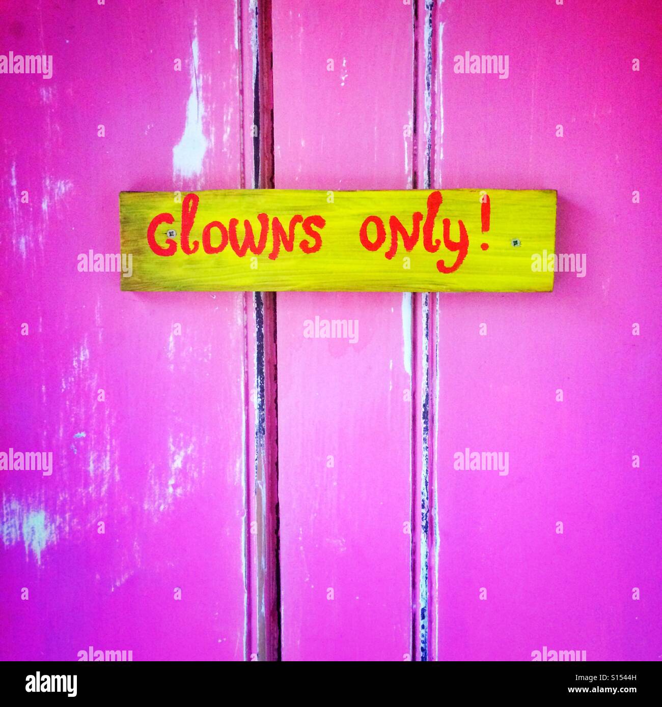 A clowns only sign - Smartphone Captured Stock Image