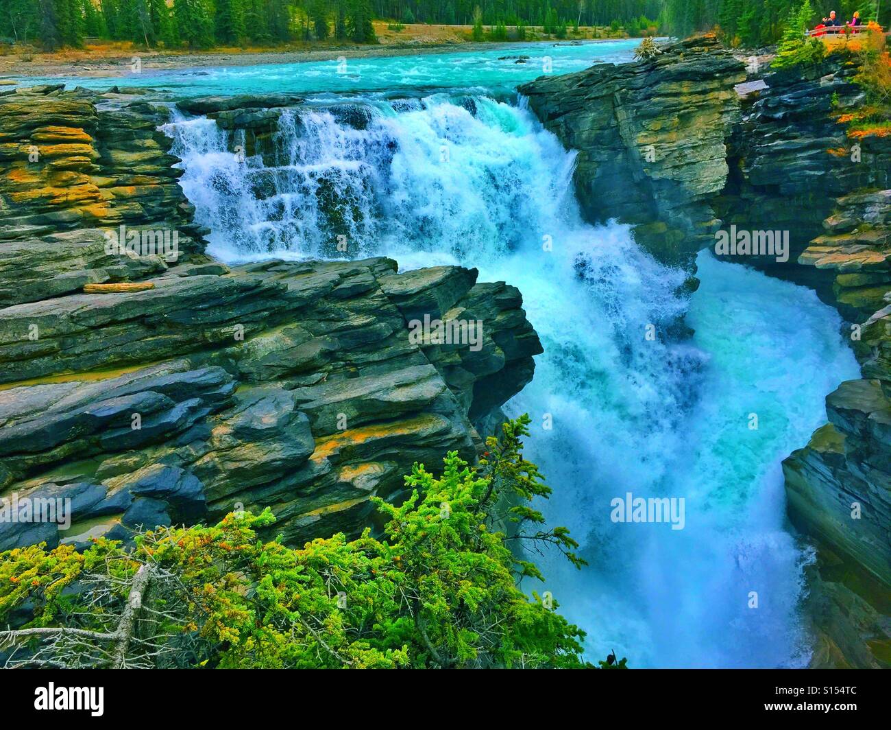 Athabasca Falls, Jasper National Park,Alberta,Canada - Smartphone Captured Stock Image