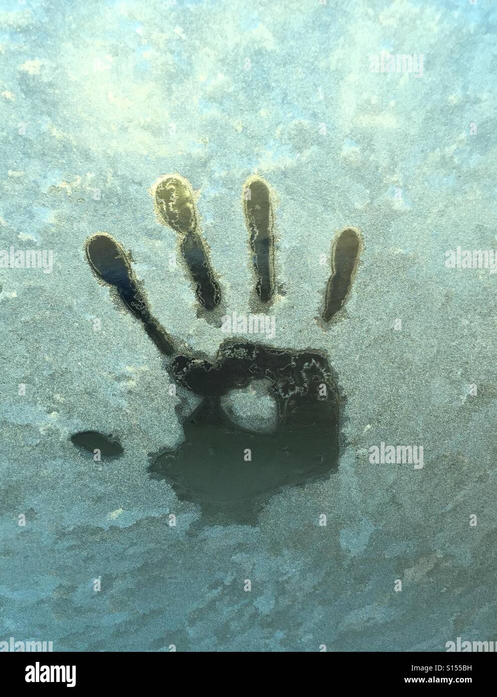 Frosty handprint Stock Photo