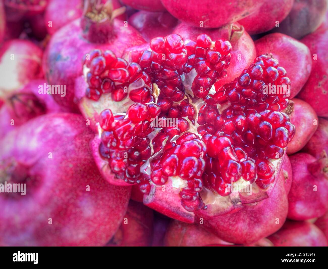 Pomegranate seeds close ups Stock Photo