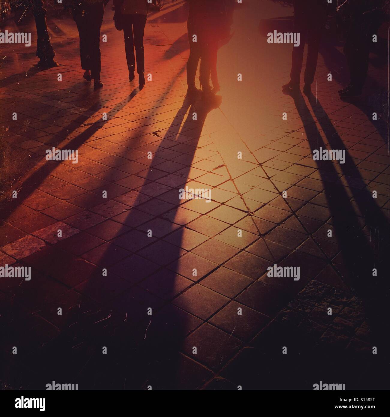 Silhouettes of people in a street - Smartphone Captured Stock Image
