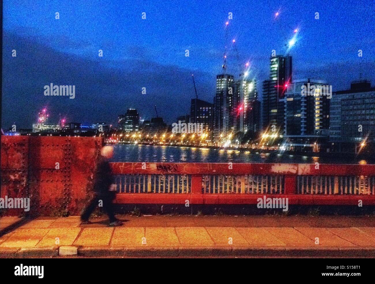Night time on  Vauxhall bridge. - Smartphone Captured Stock Image