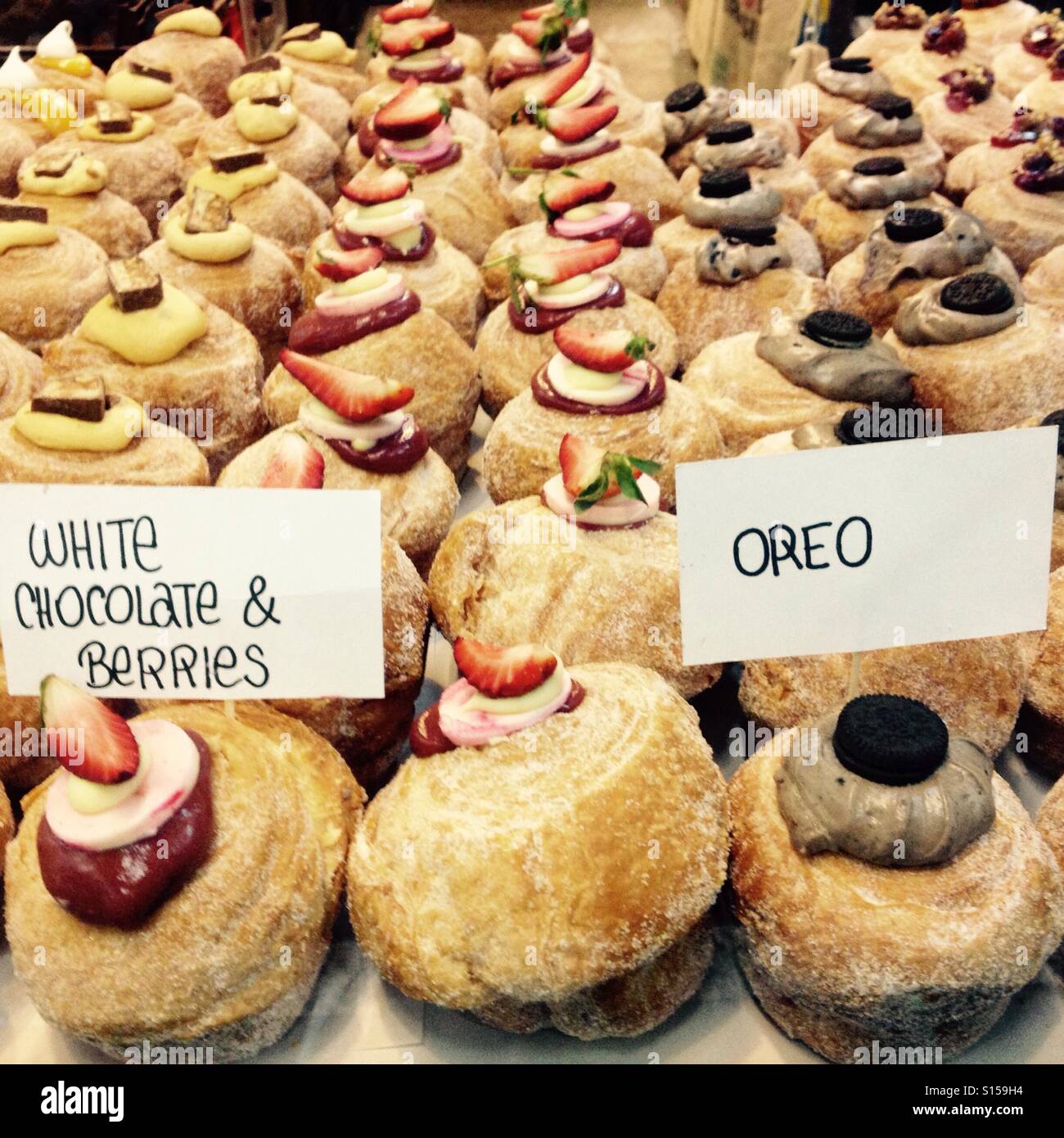 Nice and delicious muffins in a shop in South Melbourne Market Stock
