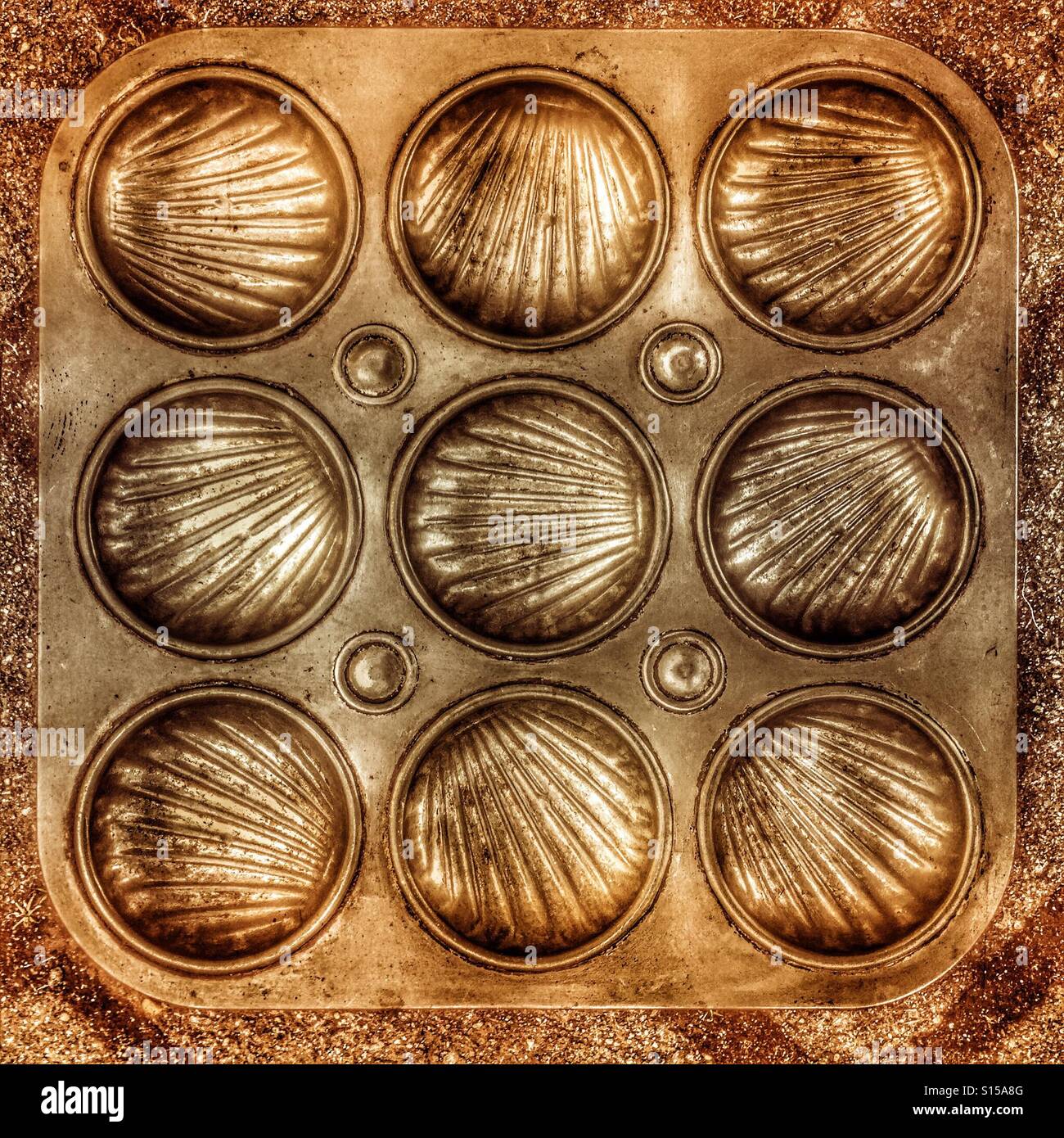 Old tin baking tray Stock Photo