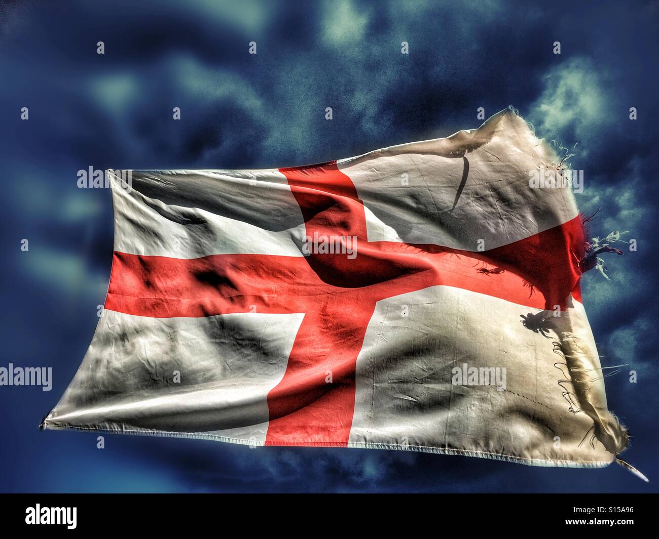 St Georges flag billowing in the wind - Smartphone Captured Stock Image