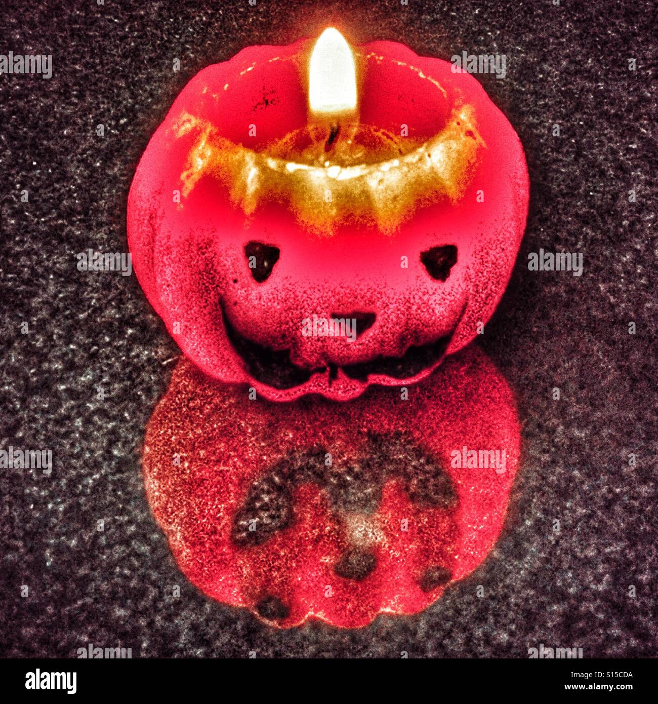 Halloween pumpkin candle - Smartphone Captured Stock Image