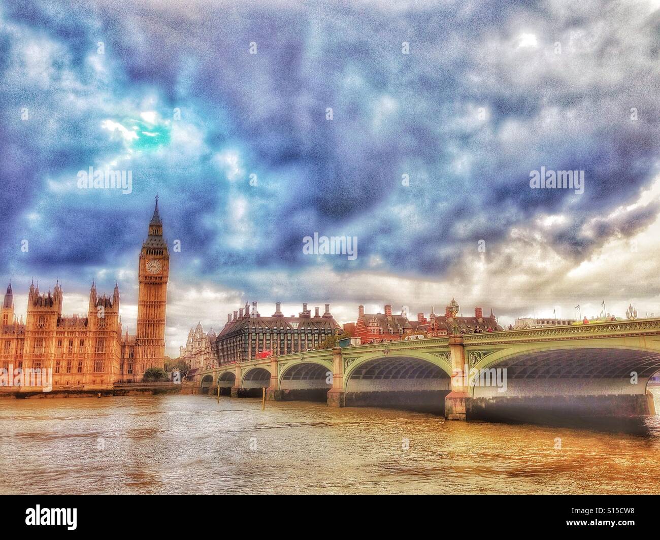 Big Ben and Westminster bridge - Smartphone Captured Stock Image