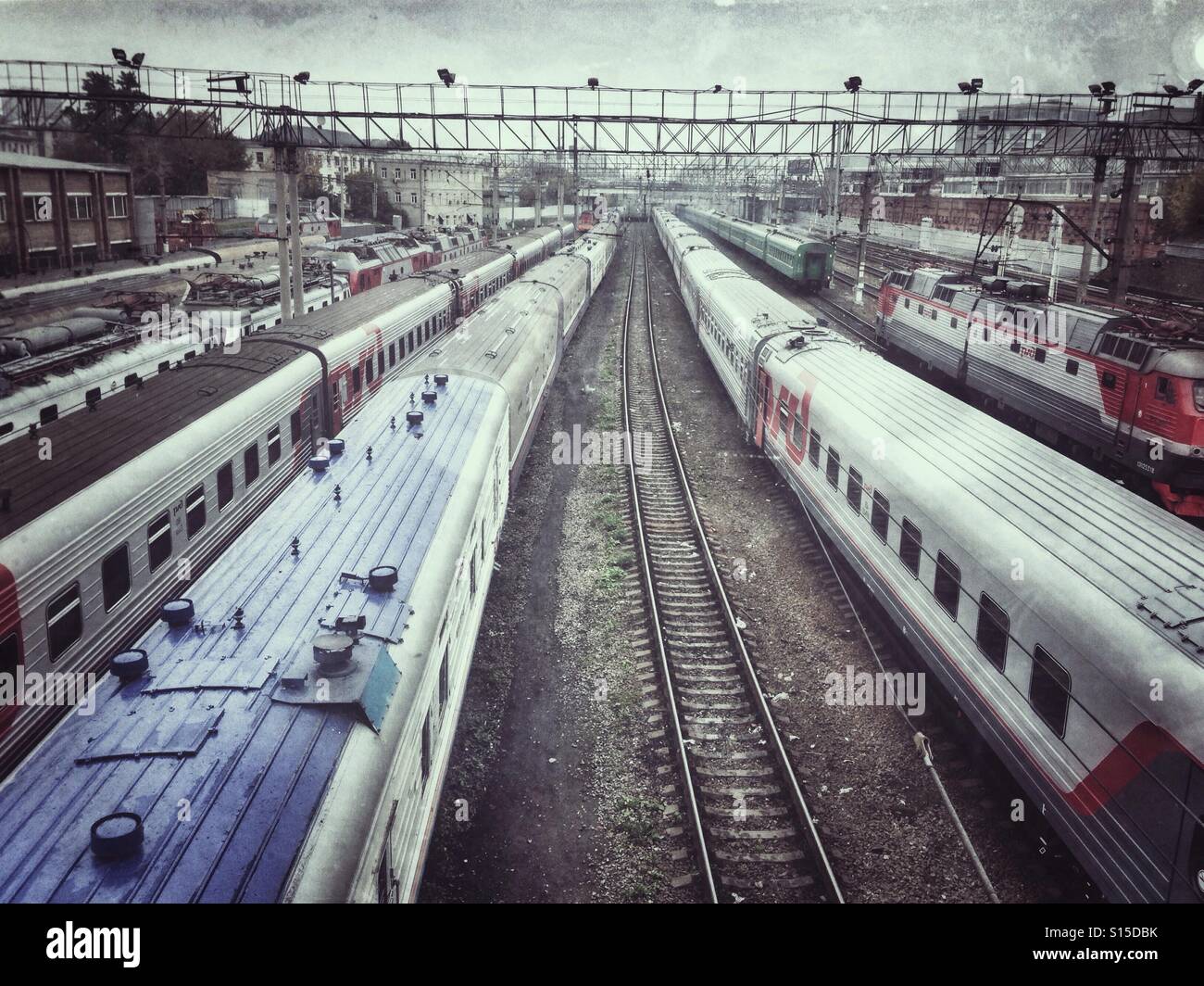 Trains at the yard Stock Photo - Alamy