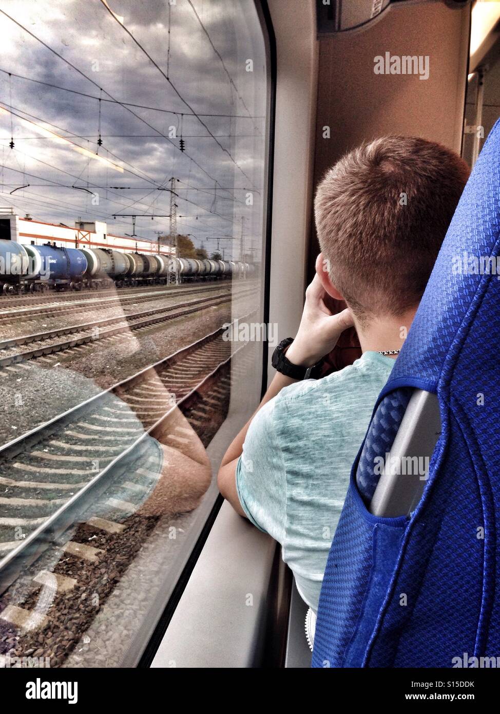 In a train - Smartphone Captured Stock Image