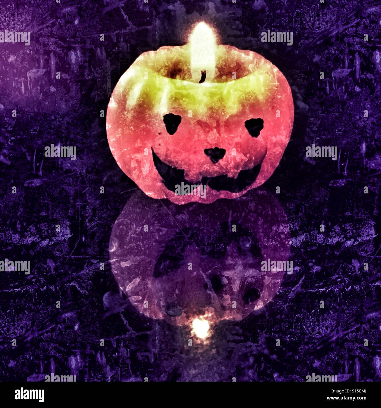 Halloween pumpkin candle - Smartphone Captured Stock Image