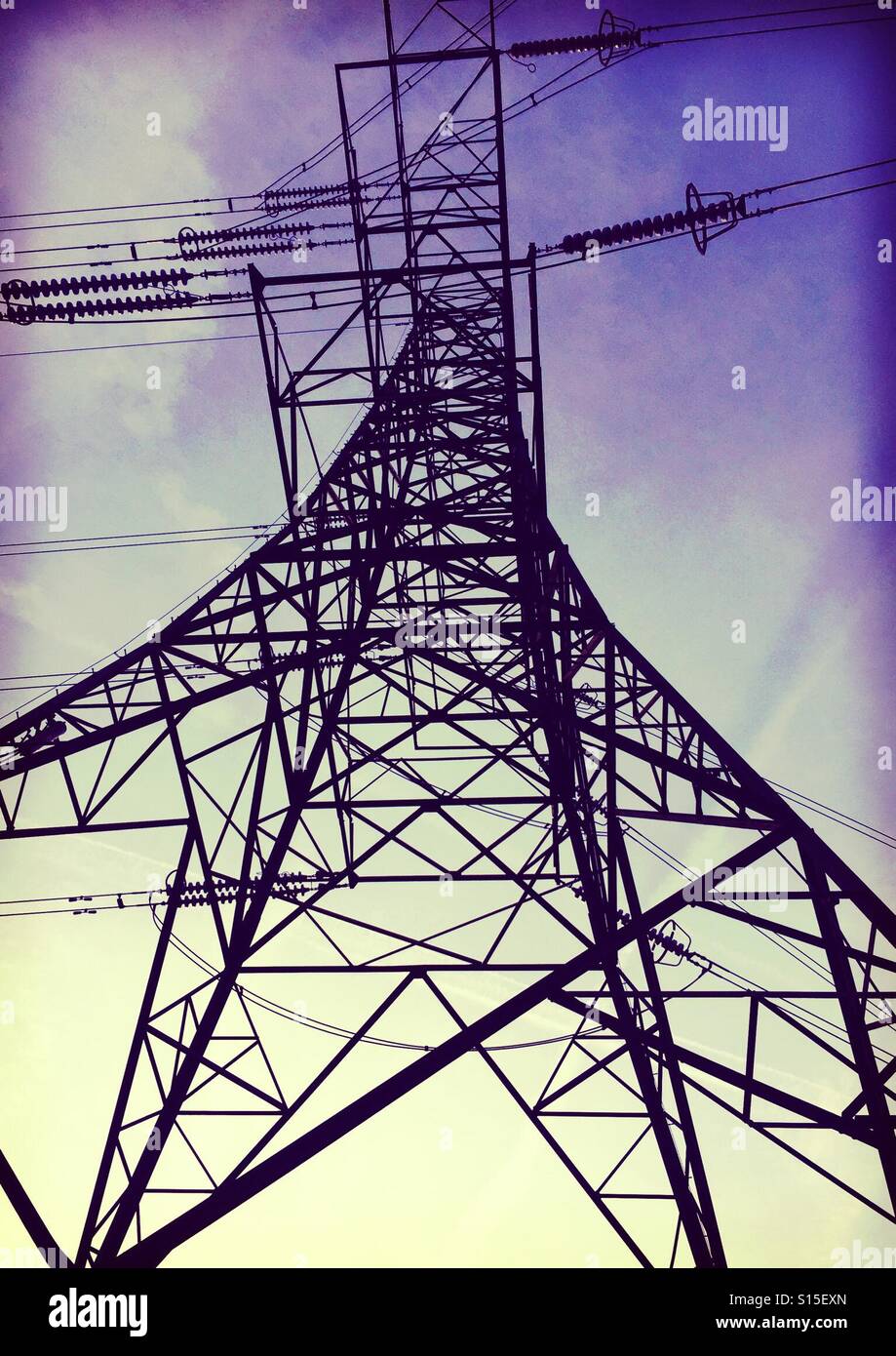 Electricity pylon at power station - Smartphone Captured Stock Image