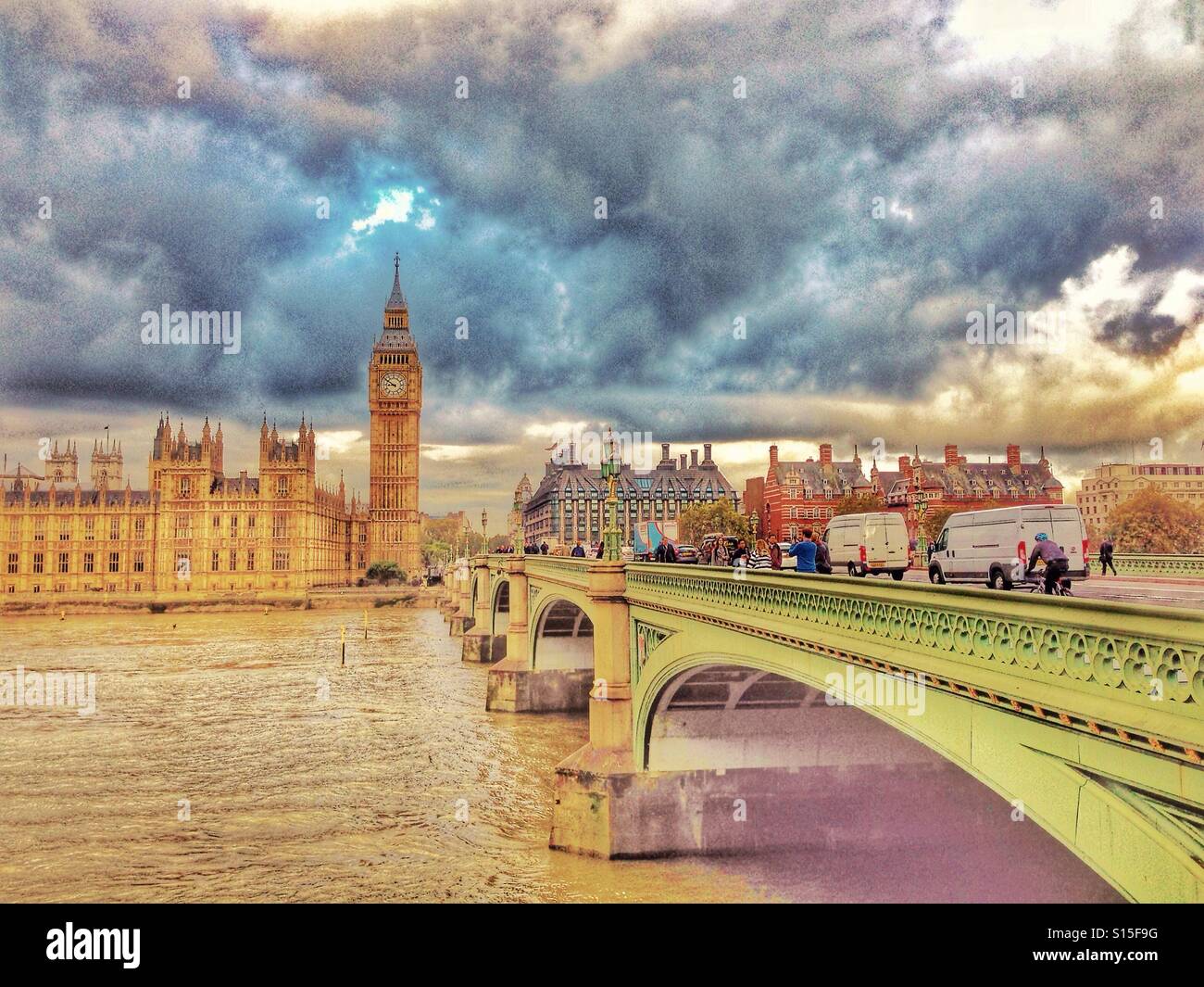 Westminster bridge Big Ben and the Houses of Parliament. - Smartphone Captured Stock Image