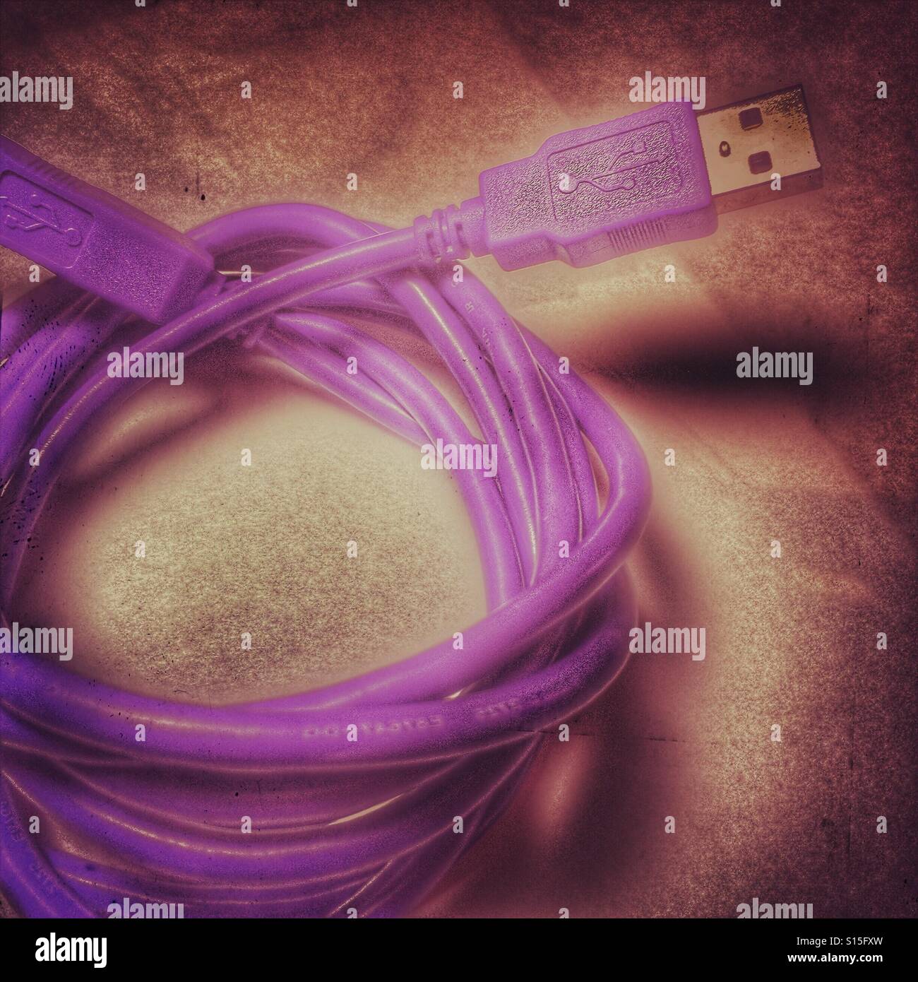 Coiled usb cable - Smartphone Captured Stock Image