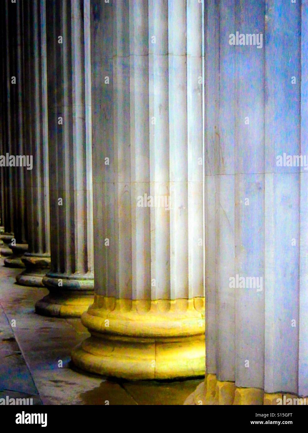 Corinthian columns with a yellow base - Smartphone Captured Stock Image