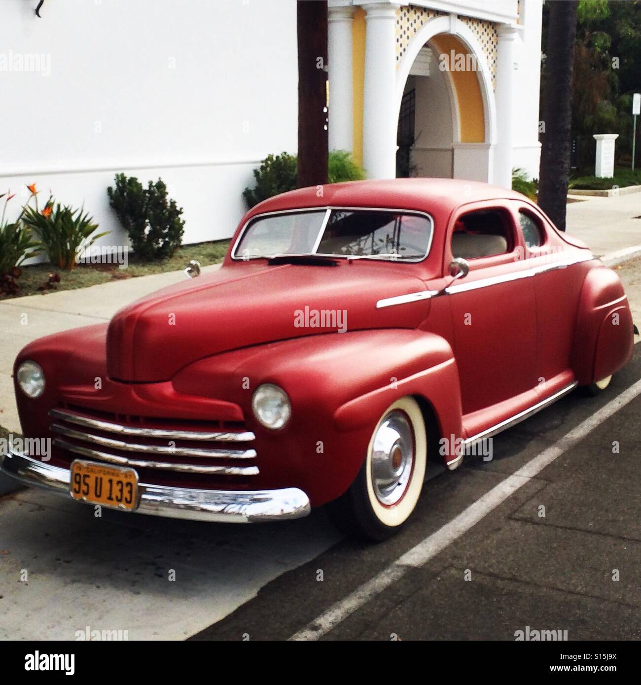 Red classic car - Smartphone Captured Stock Image