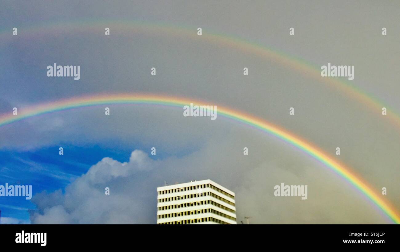Double rainbow - Smartphone Captured Stock Image