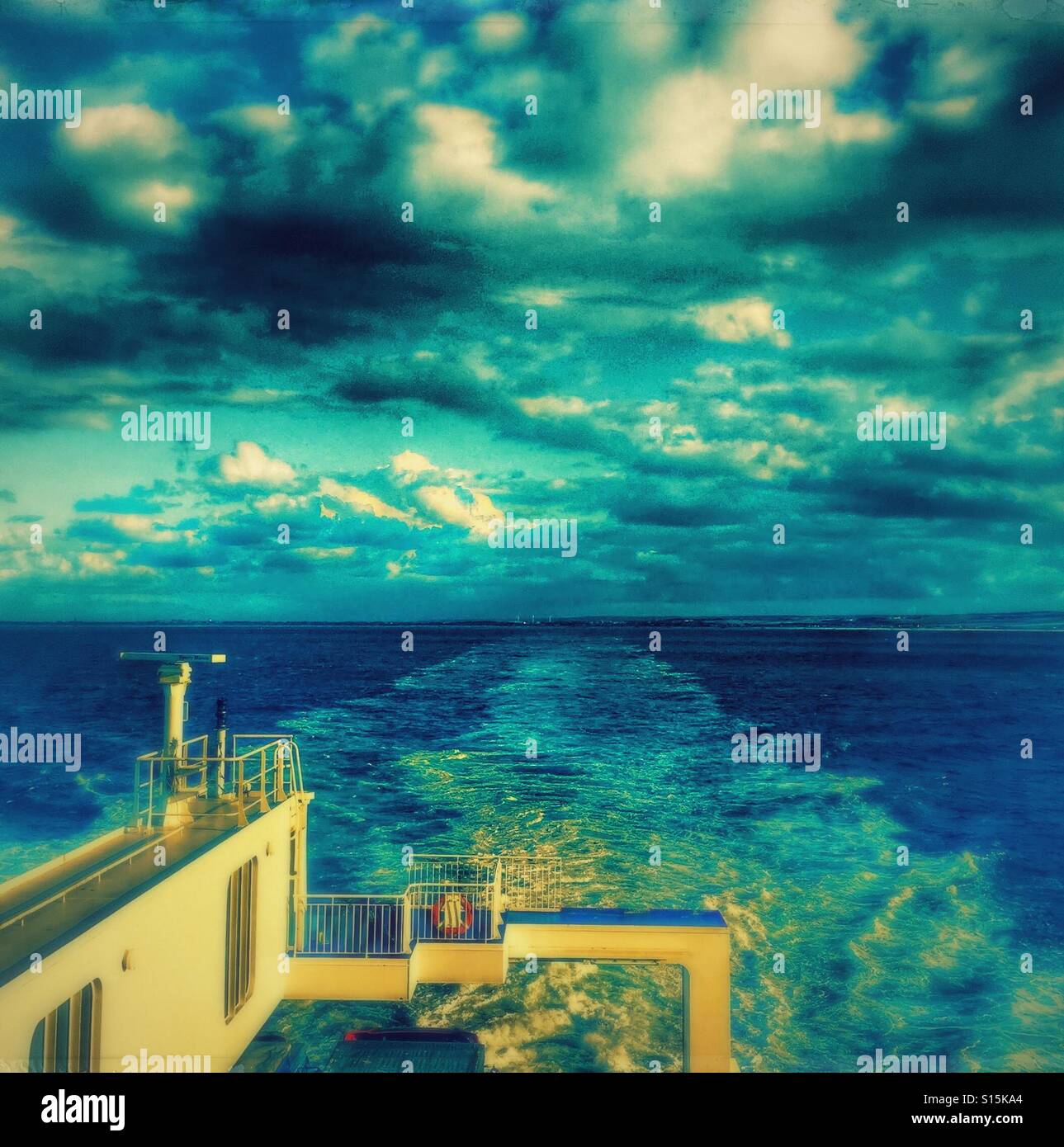 The receding wake of a ship - Smartphone Captured Stock Image